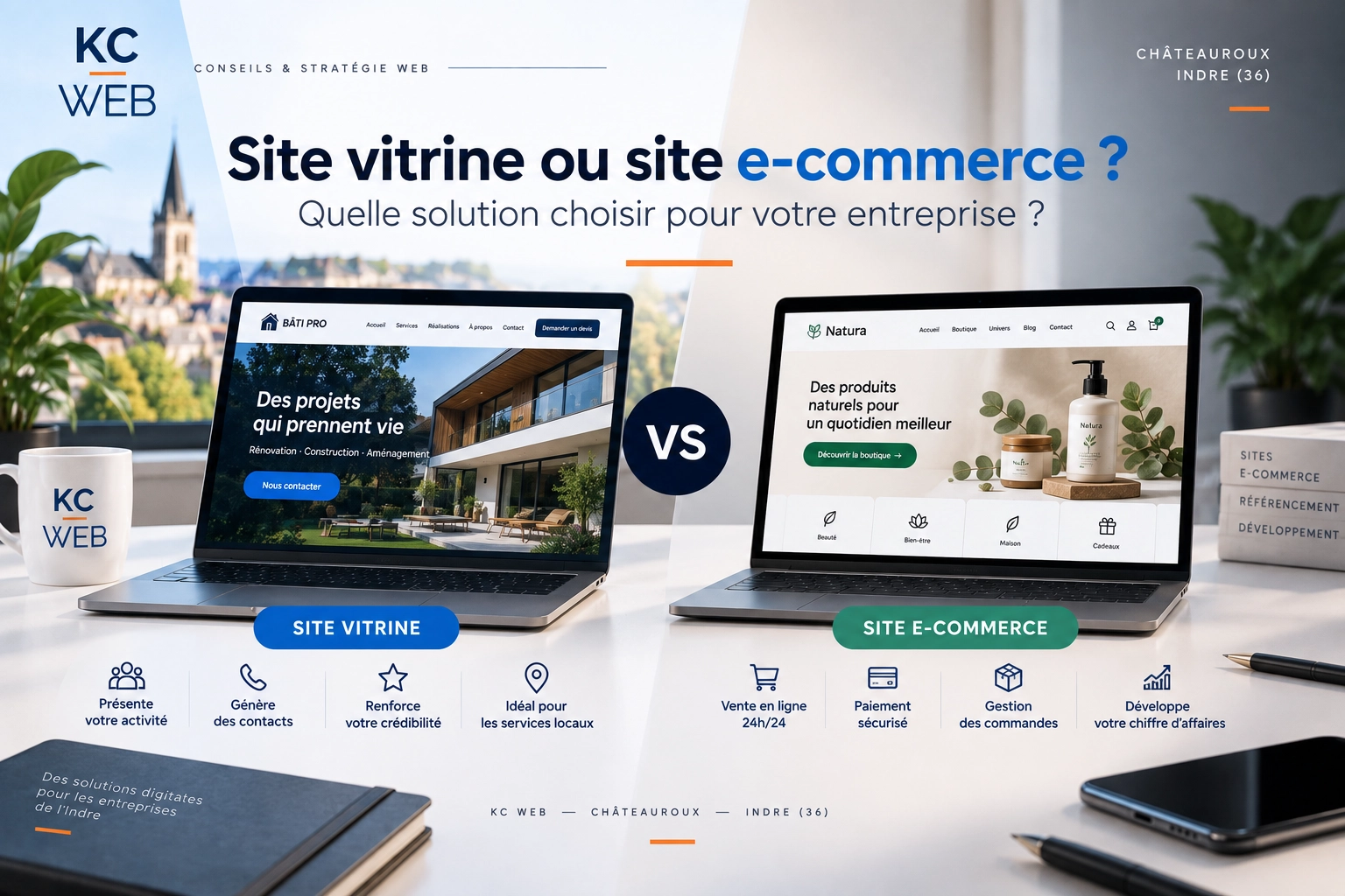 Site vitrine ou e-commerce chateauroux Comparatif entre un site vitrine et un site e-commerce pour une entreprise à Châteauroux